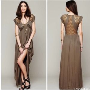Free People San Jose Crochet maxi dress olive